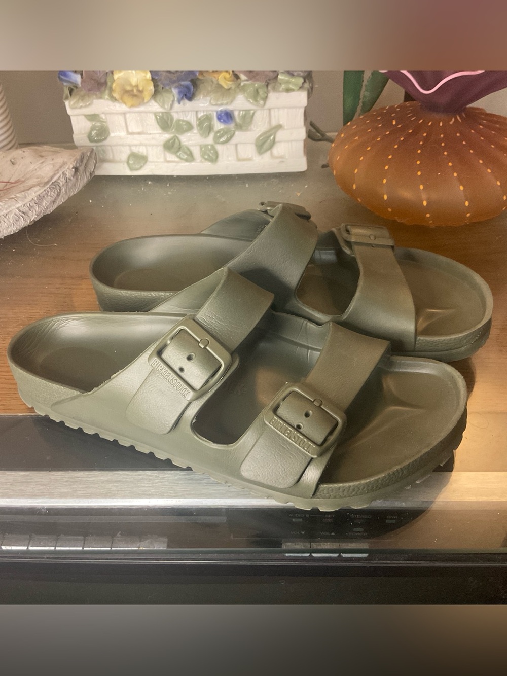 BIRKENSTOCK MENS ARIZONA KHAKI ESSENTIALS EVA SLIDE SANDALS 9-9.5 U.S. 42 EU NEW